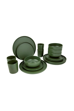 Bo-Camp Bo-Camp Servies Patom m. groen 16dlg  Bo-Camp Bo-Camp Servies Patom m. groen 16dlg