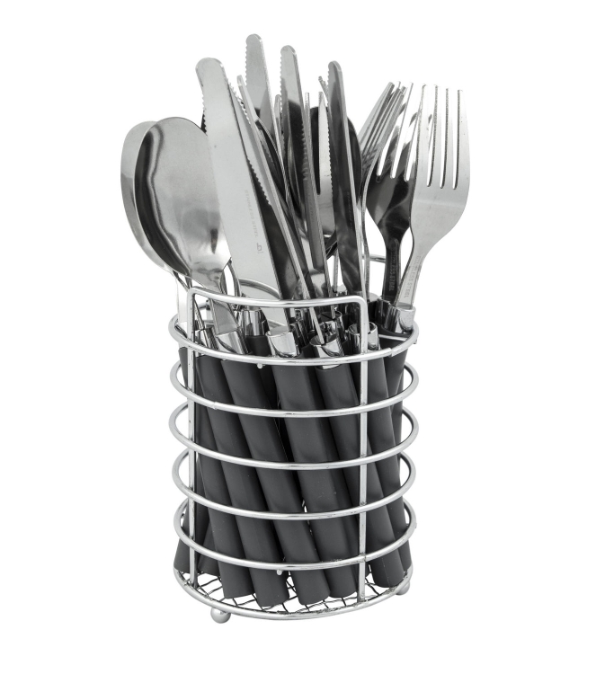 Bo-Camp Bo-Camp Bestekset 24-delig in mandje  6102102  Bo-Camp koken 6102102 ecru bij Leerentveldvrijetijd.nl