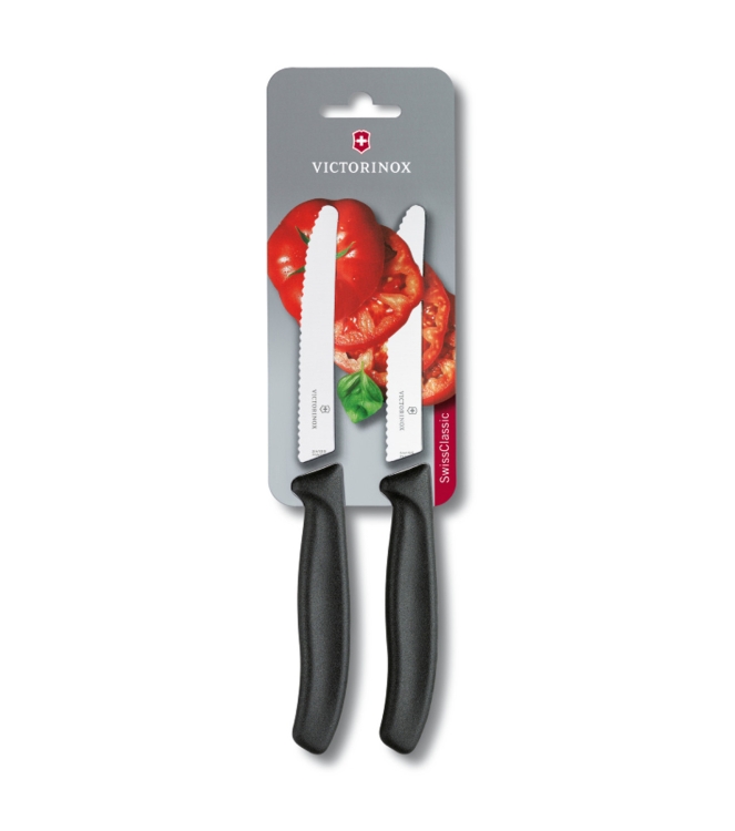 Victorinox Victorinox Tafelmes 2x Swiss Classic Kartel zwart 3V6.7833B.2 Zwart Victorinox koken 3V6.7833B.2 licht grijs bij Leerentveldvrijetijd.nl