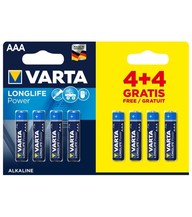 Varta Varta Longlife Power AAA 6+2 140303-6 Varta electra 140303-6 ecru bij Leerentveldvrijetijd.nl