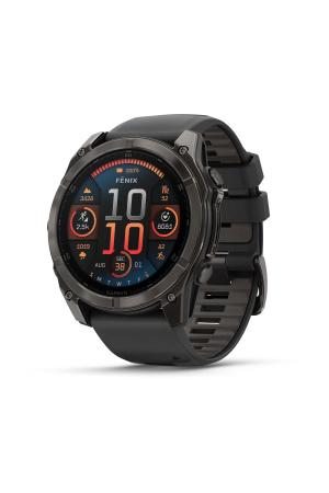 Garmin Garmin fenix 8 51 mm, AMOLED Sapphire Carbon grey DLC-tit zwarte/pebble grey siliconen band