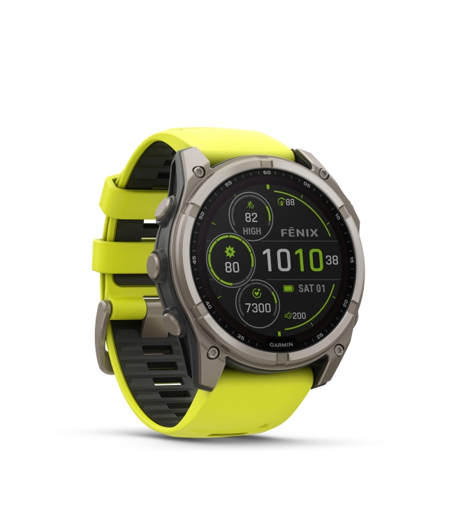 Garmin Garmin fenix 8  51 mm, Solar, Sapphire titanium amp yellow/graphite band 010-02907-21 Amp Yellow/Graphite Band Garmin orientatie 010-02907-21 groen bij Leerentveldvrijetijd.nl