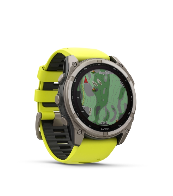 Garmin Garmin fenix 8  51 mm, Solar, Sapphire titanium amp yellow/graphite band 010-02907-21 Amp Yellow/Graphite Band Garmin orientatie 010-02907-21 groen bij Leerentveldvrijetijd.nl