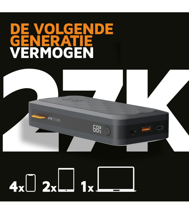 Xtorm Xtorm 67W Fuel Series Powerbank 27.000 midnight black FS5271 Midnight Black Xtorm electra FS5271 licht grijs bij Leerentveldvrijetijd.nl