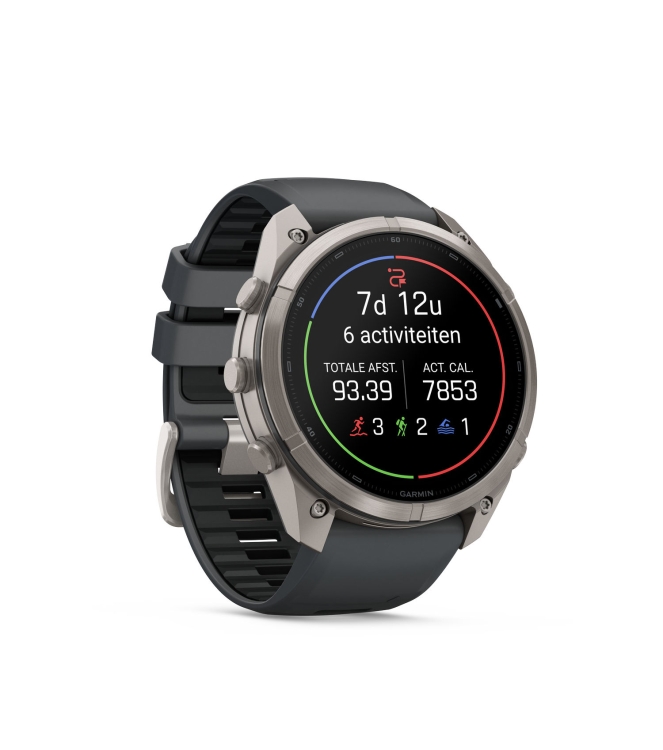 Garmin Garmin Fenix 9 Pro inReach 51mm Titanium graphite/zwarte siliconen band 010-04337-21 Graphite/Zwarte siliconen band Garmin orientatie 010-04337-21 lichtblauw bij Leerentveldvrijetijd.nl