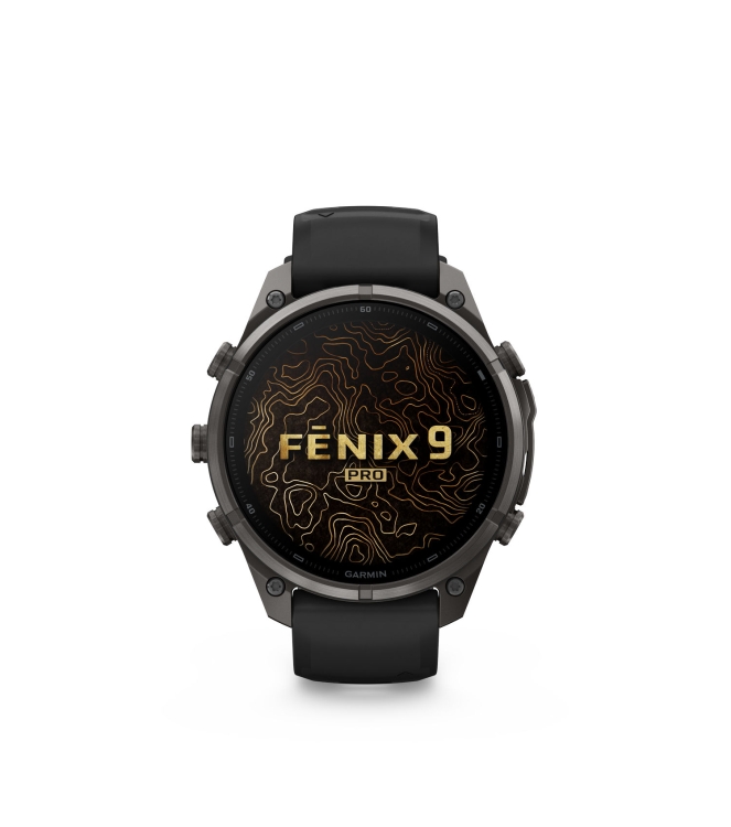 Garmin Garmin Fenix 9 Pro inReach 47mm Carbon Grey DLC titanium siliconen band in zwart/pebble 010-04336-11 siliconen band in Zwart/Pebble Garmin orientatie 010-04336-11 licht grijs bij Leerentveldvrijetijd.nl