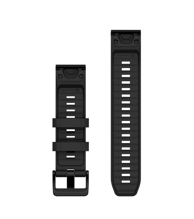 Garmin Garmin QuickFit 22 Fenix Horlogeband black silicone 010-13392-02 Black Silicone Garmin orientatie 010-13392-02 licht grijs bij Leerentveldvrijetijd.nl