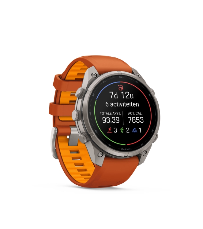 Garmin Garmin Fenix 9 Pro inReach 47mm Titanium autumn orange/spark orange 010-04336-01 Autumn Orange/Spark Orange Garmin orientatie 010-04336-01 beige bij Leerentveldvrijetijd.nl