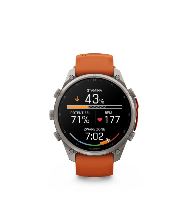 Garmin Garmin Fenix 9 Pro inReach 47mm Titanium autumn orange/spark orange 010-04336-01 Autumn Orange/Spark Orange Garmin orientatie 010-04336-01 beige bij Leerentveldvrijetijd.nl