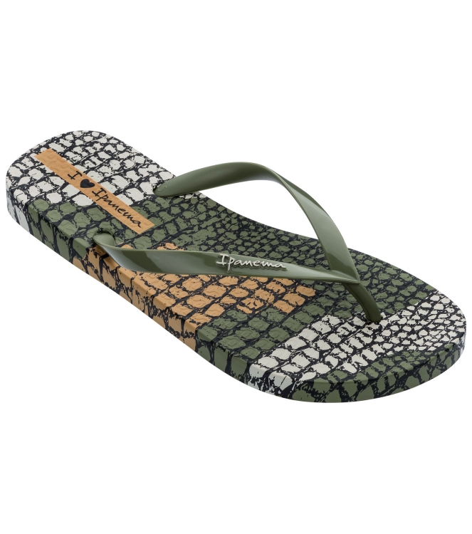 Ipanema Ipanema I Love Safari Slippers green/beige IP 26456 22489 Green/Beige Ipanema slippers IP 26456 22489 blauw bij Leerentveldvrijetijd.nl