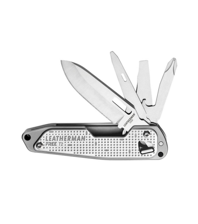 Leatherman Leatherman Free T2 Multitool Stainless LE FT2 Leatherman outdoor accessoires LE FT2 ecru bij Leerentveldvrijetijd.nl